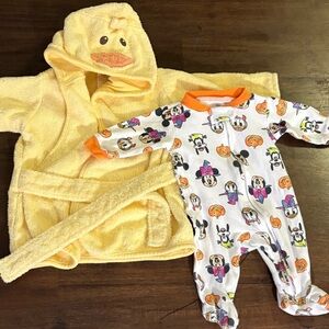 Disney Halloween Sleeper and Yellow Duck Bathrobe